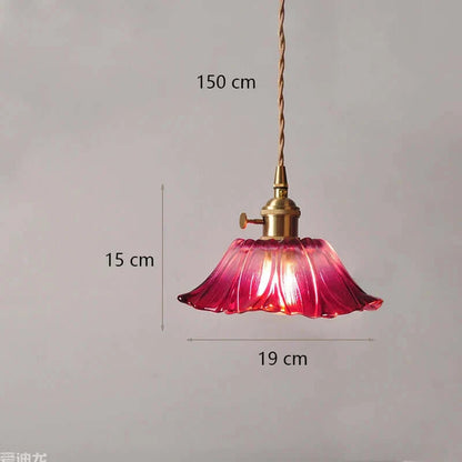 Suspension de fleurs en verre teinté classique en cuivre +