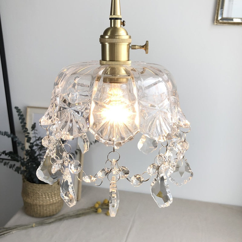 Floroux - Luminaire suspendu transparent en verre cristal