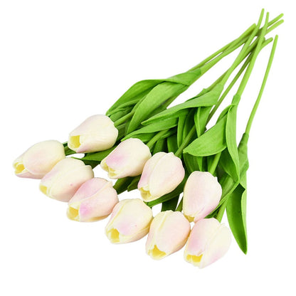 Bouquet de fleurs artificielles avec des tulipes, décoration (10 pièces)