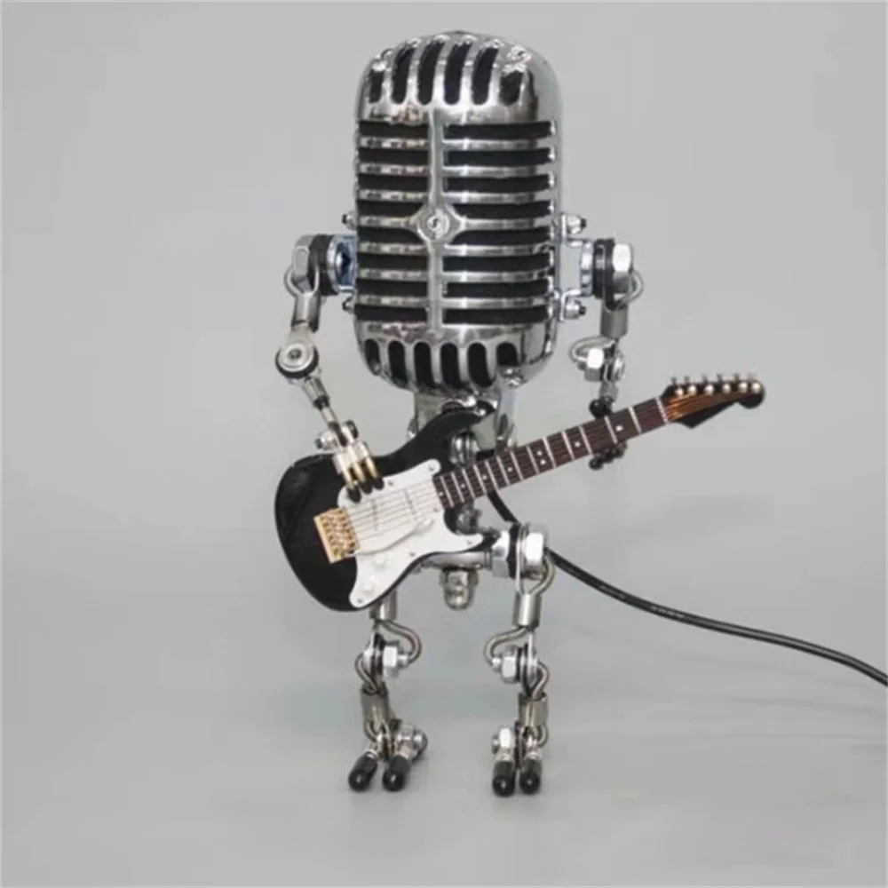 Floroux Robot Table Lamp with Guitar | Vintage Décor Light | Mood Lamp for Music Lovers