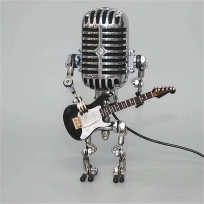 Floroux Robot Table Lamp with Guitar | Vintage Décor Light | Mood Lamp for Music Lovers