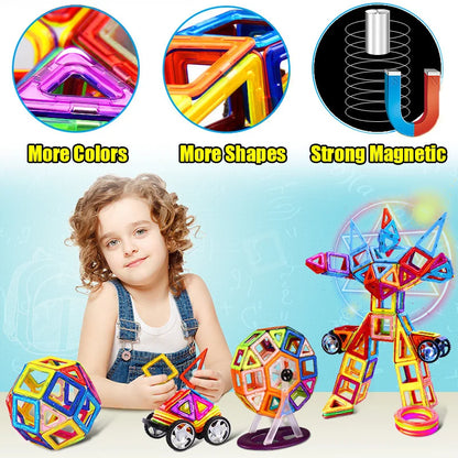 Ensemble de blocs de construction magnétiques éducatifs - Jouets de constructeur colorés de 40 pièces pour les enfants, formes triangulaires et carrées, activité d'apprentissage amusante