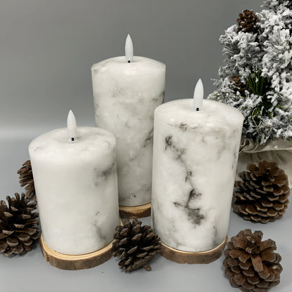 Floroux Bonbon Light | Ensembles de 3 pieds de bougeoirs en marbre LED