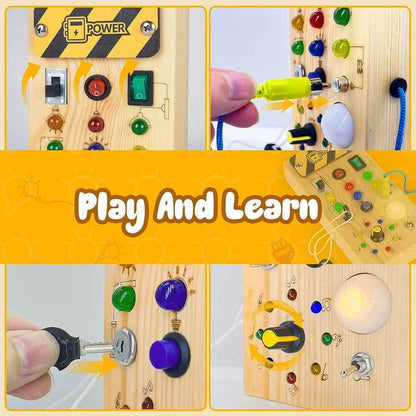 Tableau de Formation Sensorielle Montessori pour Enfants - Jouet Éducatif en Bois avec Lumières LED, Cadeau d'Apprentissage Précoce pour Bébés