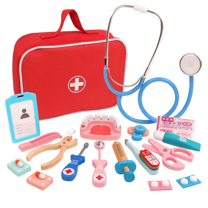 Ensemble de jeu de docteur en bois - Jouet médical éducatif pour enfants, plaisir de jeu de rôle imaginatif