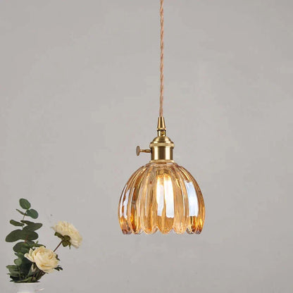 Suspension de fleurs en verre teinté classique en cuivre +