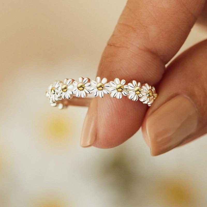 Bague Marguerite Argent Élegante Ajustable - Fiora