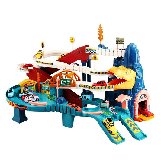 Ensemble de jouets puzzles de train électrique dinosaure - Aventure sur rail courbe pour enfants, cadeau d'anniversaire