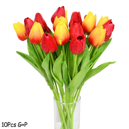 Bouquet de fleurs artificielles avec des tulipes, décoration (10 pièces)