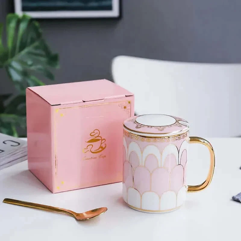 Tasse à café en céramique de luxe avec couvercle