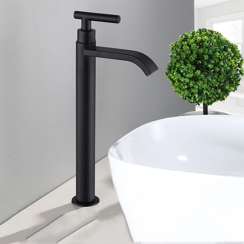 Cold Water Tap Matt Black Floroux | Single Tap for Sink Installation | Modern Design | Rust Resistant
