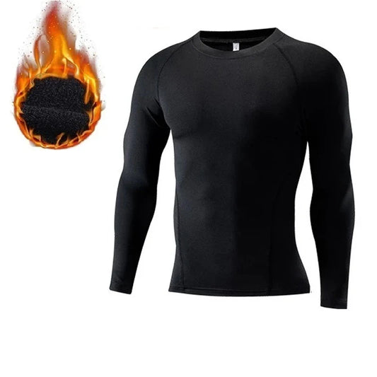 T-shirts de compression en polaire thermique pour hommes pour les sports d'hiver - Vêtements de fitness légers et évacuant l'humidité