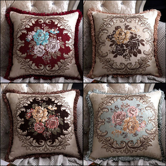 Coussins décoratifs de luxe Décor vintage pour la maison Housse de coussin avec broderie florale