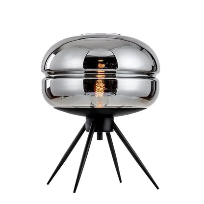 ArtisanGlow - Élégante Lampe en Verre Bleu avec Étagère