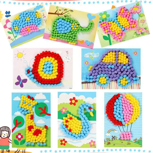 Ensemble de peinture en peluche créatif DIY pour enfants - Artisanat éducatif en cartoon, matériel fait main, puzzles amusants pour les enfants