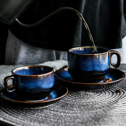 Ensemble de tasses en céramique Floroux | Tasses à café fabriquées à la main | Tasses à espresso et à thé de haute qualité