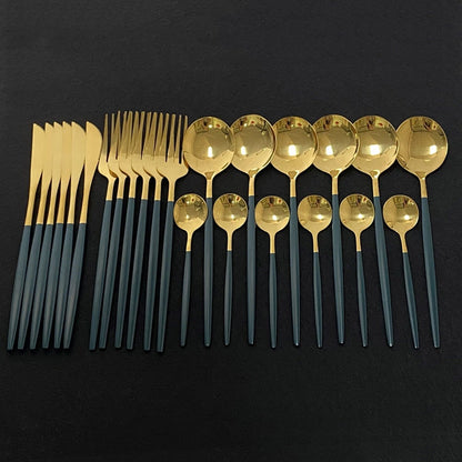 RoyalGlimmer Ensemble de Couverts Dorés - Ensemble de Couverts Dorés pour une Table Luxueuse