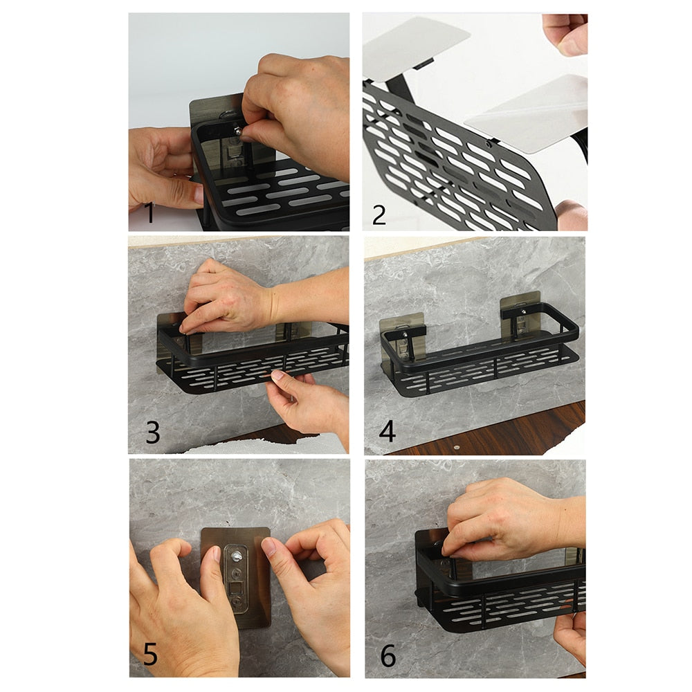 Étagères de salle de bain Étagère d'angle sans perçage Support de douche