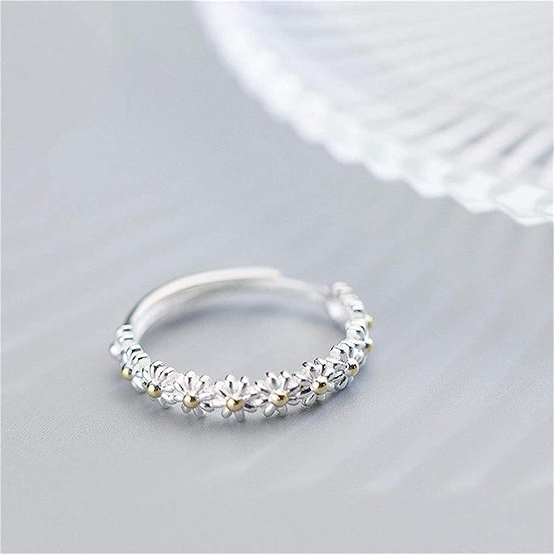 Bague Marguerite Argent Élegante Ajustable - Fiora
