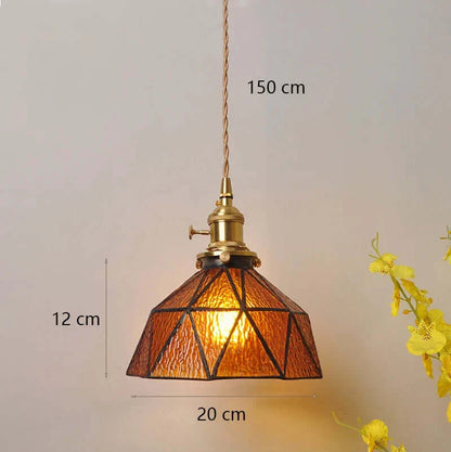 Suspension de fleurs en verre teinté classique en cuivre +