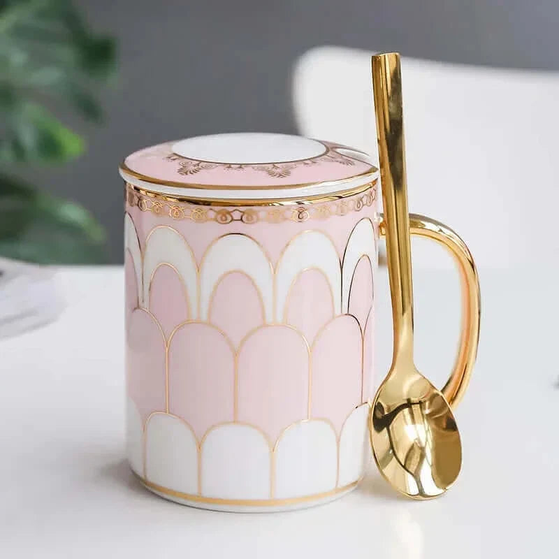 Tasse à café en céramique de luxe avec couvercle