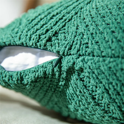 Coussin en chenille chic avec pompons nordiques - Confort luxe