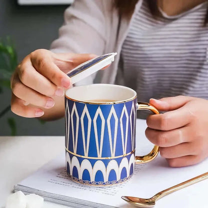 Tasse à café en céramique de luxe avec couvercle