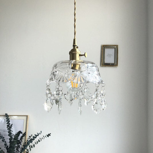 Floroux - Luminaire suspendu transparent en verre cristal