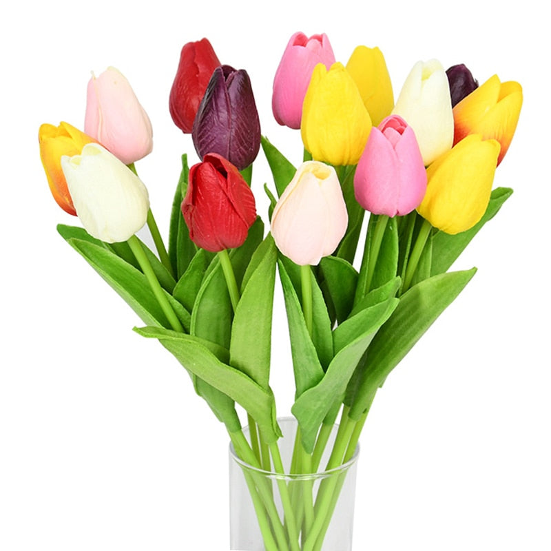 Bouquet de fleurs artificielles avec des tulipes, décoration (10 pièces)