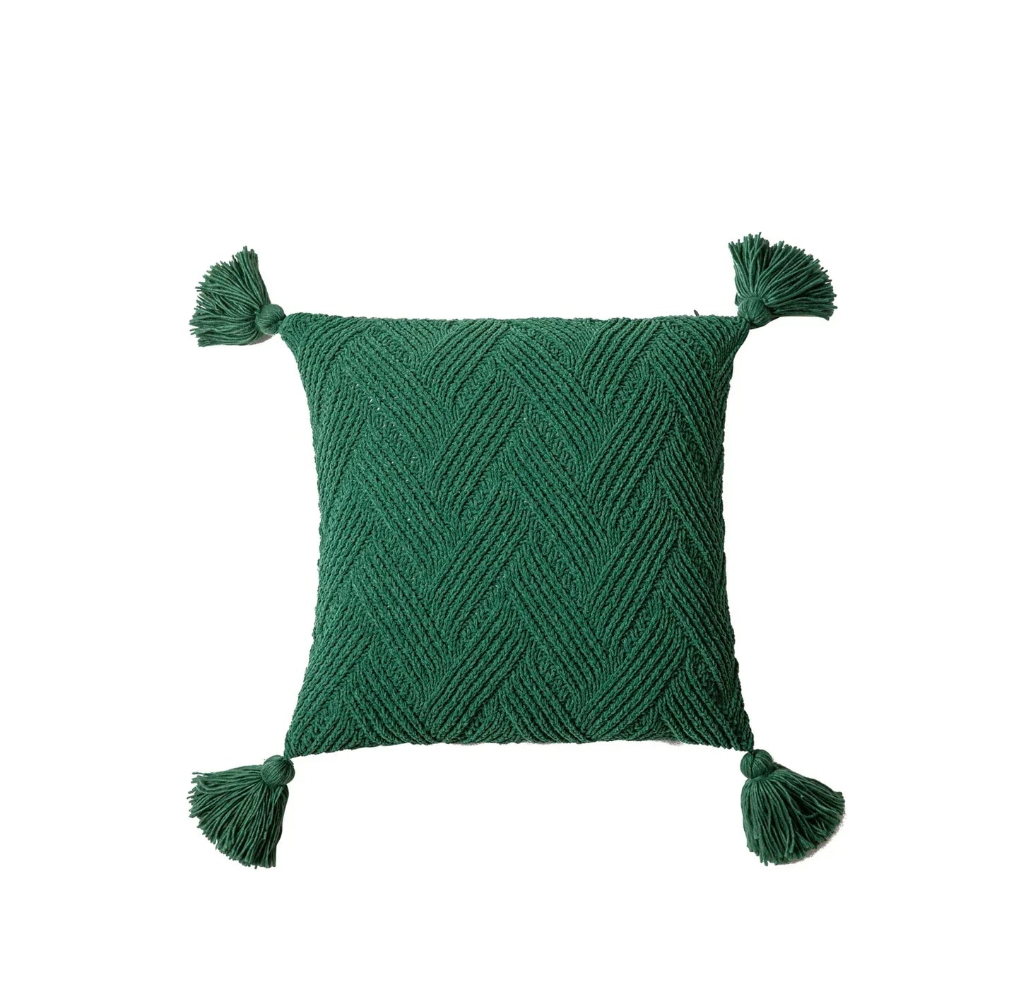 Coussin en chenille chic avec pompons nordiques - Confort luxe