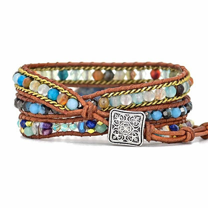Bracelet enroulé Hamsa turquoise élégante - Soraya en bleu