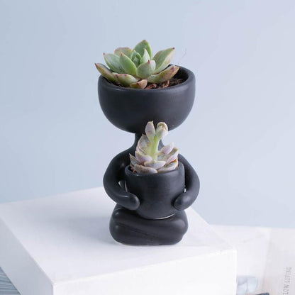 Floroux céramique pot à succulentes | Décor figurine ludique | Pot de fleurs fait main pour la maison