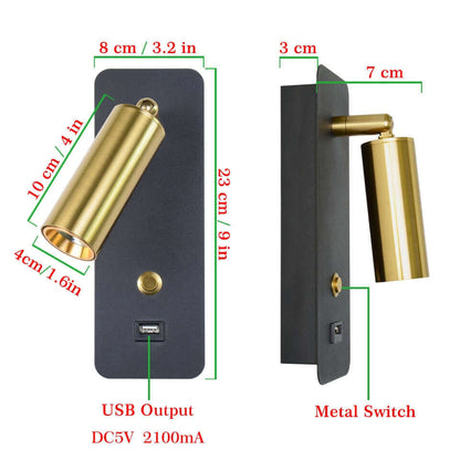Applique murale avec interrupteur et prise USB