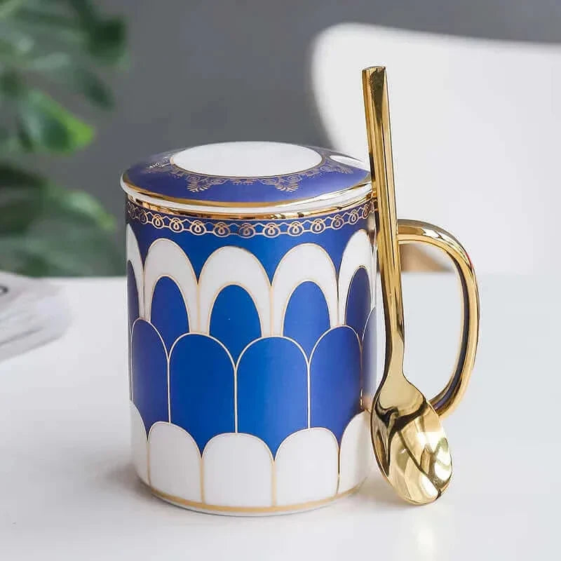 Tasse à café en céramique de luxe avec couvercle