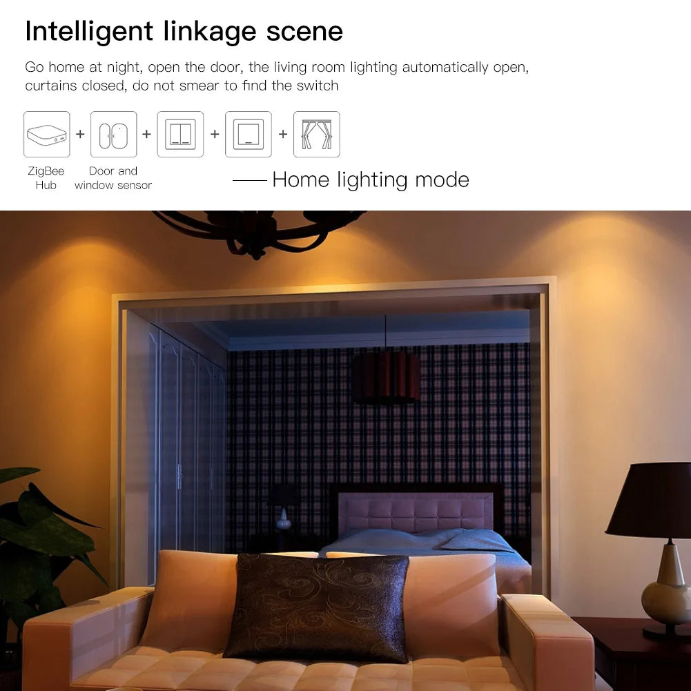 Capteur de fenêtre de porte de portail intelligent Tuya ZigBee - Surveillance d'entrée WiFi via les applications SmartLife Google Alexa