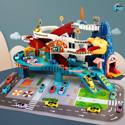 Ensemble de jouets puzzles de train électrique dinosaure - Aventure sur rail courbe pour enfants, cadeau d'anniversaire