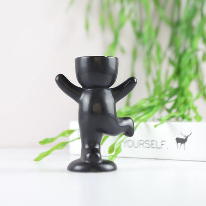 Floroux céramique pot à succulentes | Décor figurine ludique | Pot de fleurs fait main pour la maison