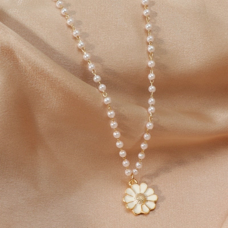 Collier élégant Marguerite et Perle pour Dames - Édition Lara