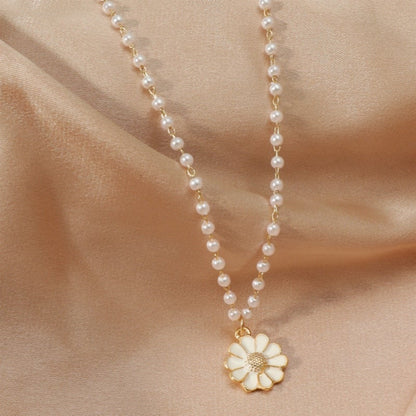 Collier élégant Marguerite et Perle pour Dames - Édition Lara