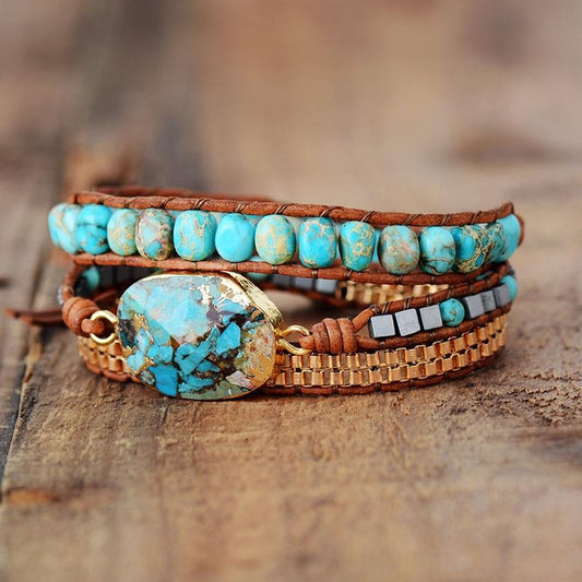 Elara Bracelet - Apaisante Énergie Turquoise Wrap