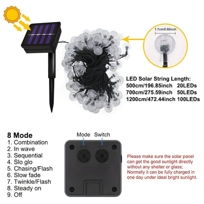 BubbleOrb - Lumières à guirlande solaires pour l'extérieur
