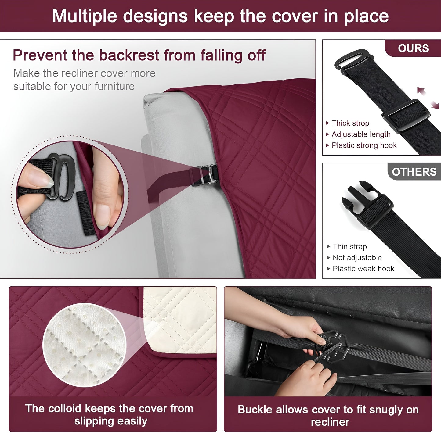 CozyShield - Housse de canapé inclinable antidérapante Plaid pour une protection totale