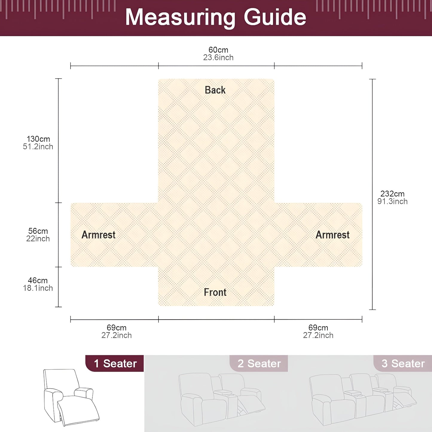 CozyShield - Housse de canapé inclinable antidérapante Plaid pour une protection totale