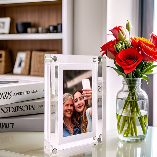 Floroux - Cadre photo animé en acrylique avec lecture vidéo sans couture