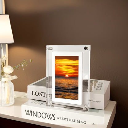 Floroux - Cadre photo animé en acrylique avec lecture vidéo sans couture