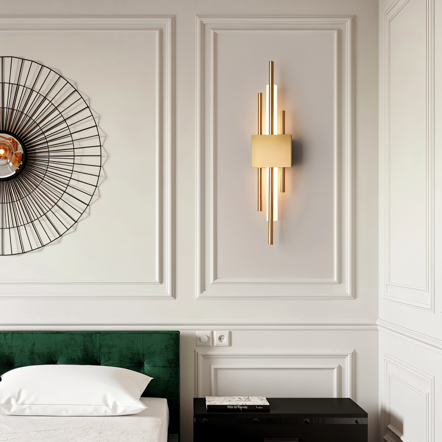 Floroux d'Or - Applique murale élégante au design luxueux or-noir
