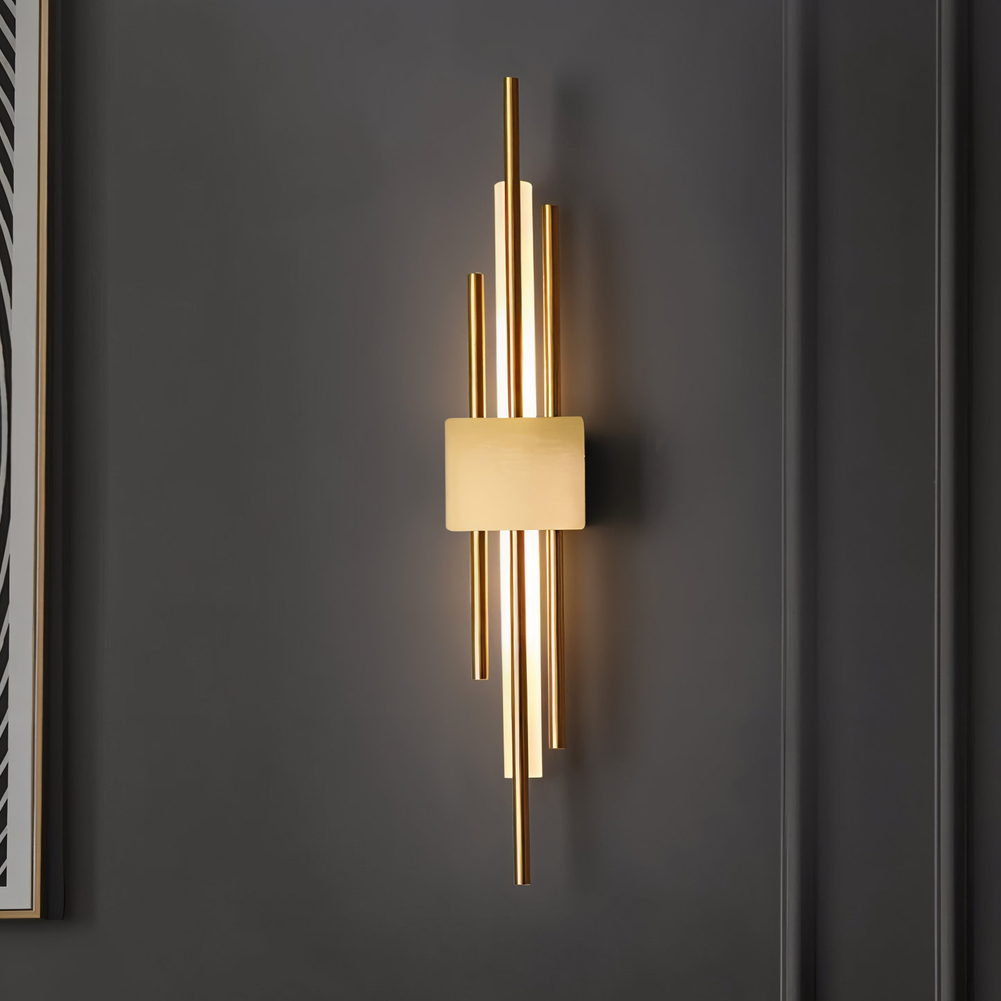 Floroux d'Or - Applique murale élégante au design luxueux or-noir