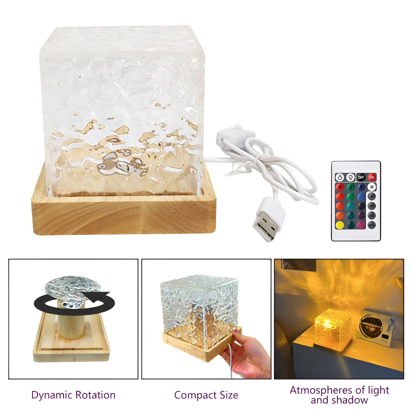 Projecteur de vagues d'eau – Lumière – Éclairage d'ambiance – Effet lever de soleil