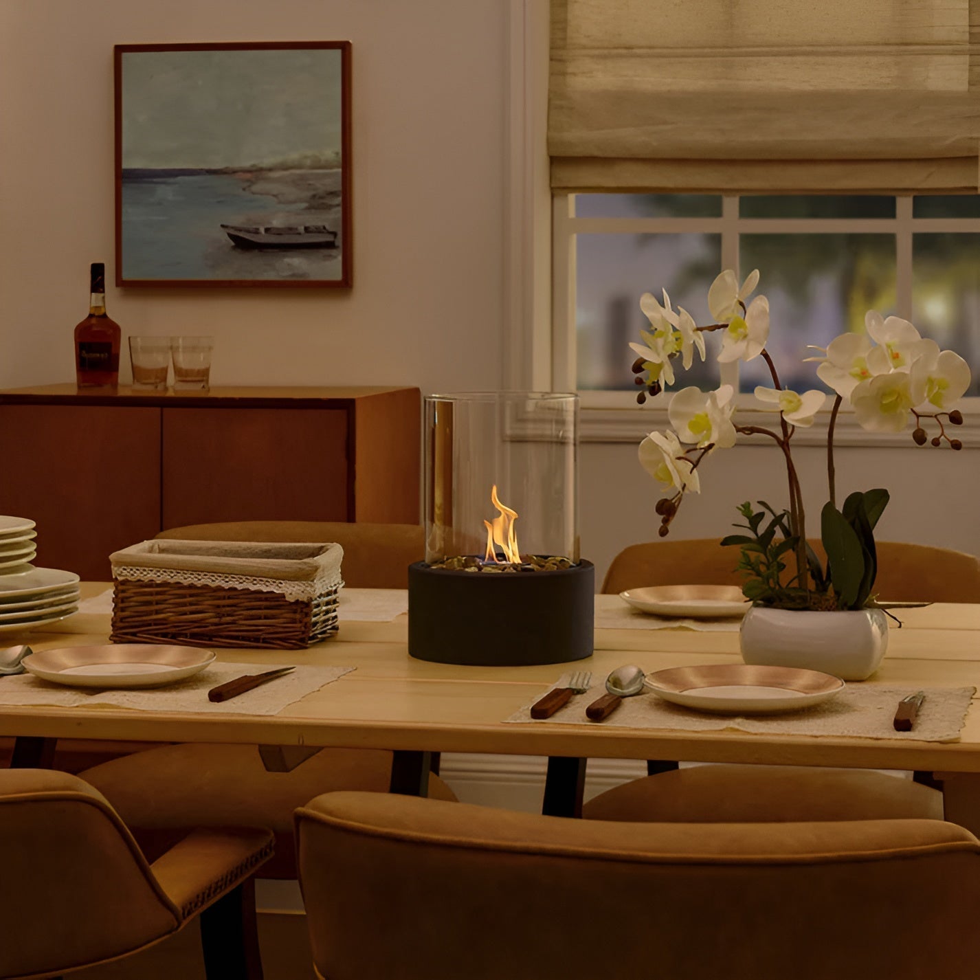 Floroux - Cheminée de table élégante en métal noir