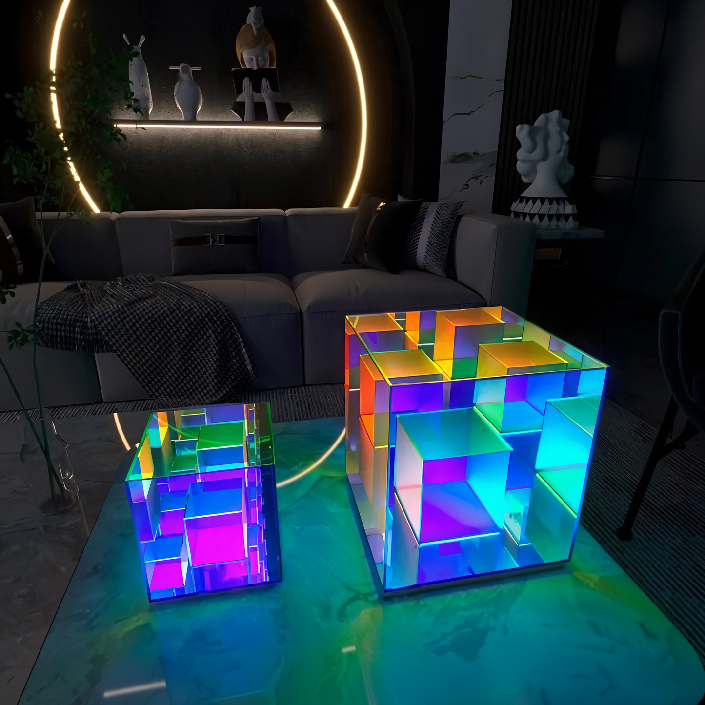 Floroux Cube LED Lampe | Lampe cube futuriste pour la maison